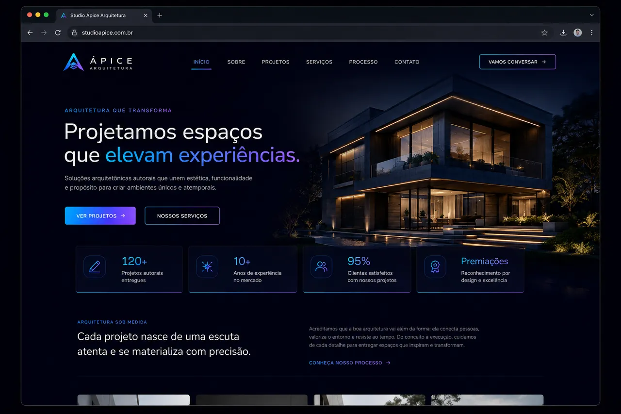Mockup de site de arquitetura