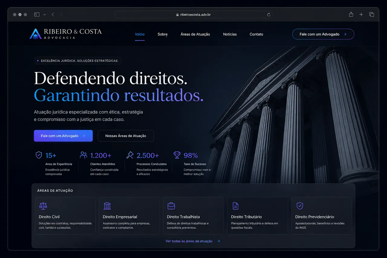 Mockup de site jurídico